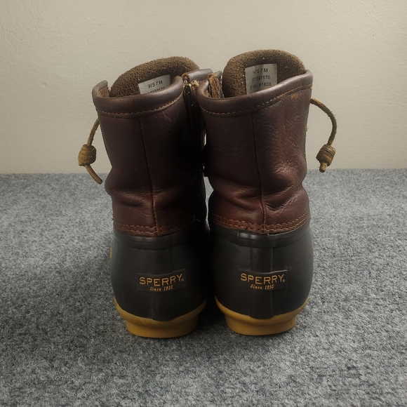 Sperry Saltwater Duck Boots Womens 7 Brown Leather Rain Snow STS91176 - Picture 7 of 13